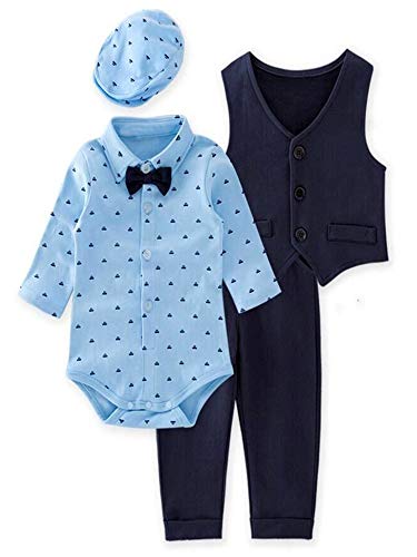 ELSKY Infant Toddler Baby Boys Gentlemen 4-Piece Tuxedo Suit Formal Wear Outfit