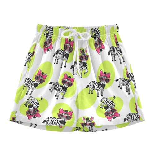 Fashion Zebras Bow White Pattern Boys Swim Trunks with Silky Liner Quick Dry Athletic Swim Shorts for Beach Pool Fun Sizes 9-11Y