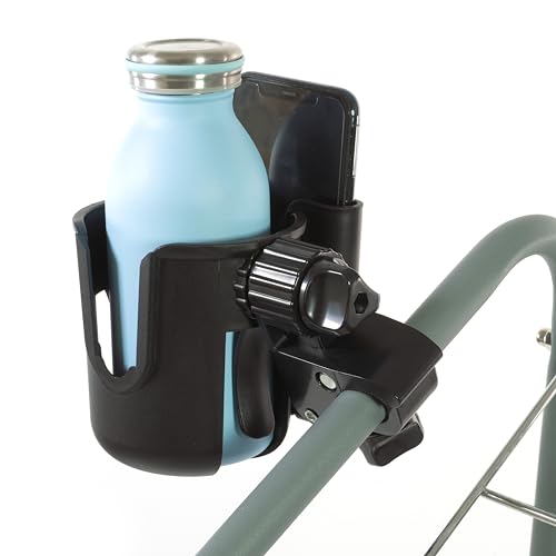 Fabricko Mic Stand Cup Holder with Phone Holder, 2-in-1 Cup Phone Holder also for Stroller, Bike, Wheelchair, Walker, Scooter, treadmill, golf cart, shopping cart, beach chair.