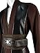Men's Tunic Costume Halloween Anakin Costume Brown Tunic Hooded Robe Cosplay Full Set Knight Uniform Adult Outfit (Brown, Small)