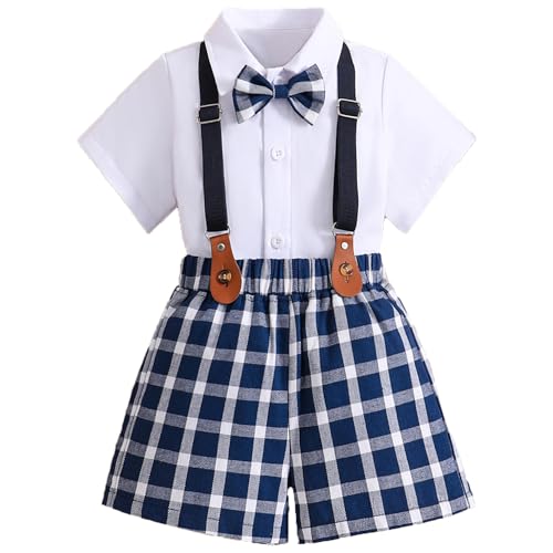 Image of Boy Clothes Kids Formal Suit 5Y Summer Short Sleeve Shirt & Shorts Gentleman Outfit 2 Piece Clothing Set