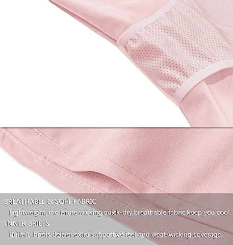 Wjustforu Women’s Lightweight Running Shorts High Waist Quick Dry Gym Shorts Mesh Liner Zipper Pocket For Workout Athletic (Small, Pink) #TOP3