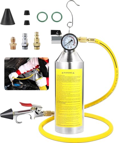 AC Flush Kit con manómetro, válvula de alivio de presión, cabezal pulverizador y manguera, limpiador HVAC para tubos de aire acondicionado refrigerante R410A, R134A, R22, condensador, evaporador