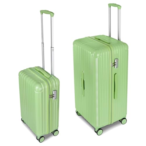 Carry-on 20 Inch and 28 Inch Square Thickened ABS+PC Hard Shell luggage, 2-Piece Suitcase Set with TSA Lock & Dual Zipper Mesh Inner Layer Design, Avocado Green