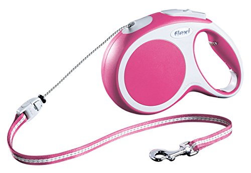 Flexi, Laisse Modèle Vario, Laisse Rétractable pour Chiens Chats, Cordon Ultra-Résistant, Corde Laisse Enrouleur avec Système de Freinage, Fabrication Allemande, Rose, XS - 3m