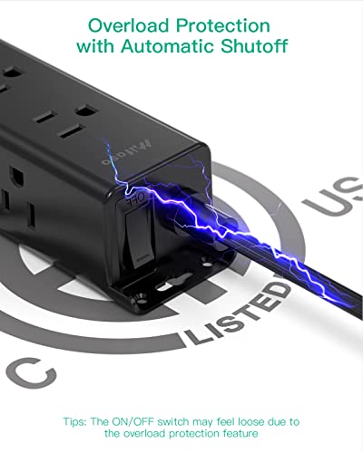 Image of mifaso Surge Protector Power Strip - mifaso 8 Outlets 4 USB (2 USB C) Charging Ports (WHT) (Black -, 3.04 m)