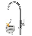 Cold Water Faucet Only,Single Handle Single Hole Cold Water Kitchen Faucet Brushed Nickel Stainless Steel Cold Faucet for Kitchen.Outdoor(Stainless Steel nut, 2.6” Threaded Rod,)