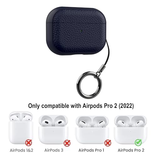 Image of YODI Case Cover for Airpods Pro|Pro 2|Airpods Pro 3|Airpods 4 Pouch, Silicone Cases with Cleaner Kit 360 Drop Protection,Shock-Resistant ((Leather-Blue), Airpods Pro /Pro 2)