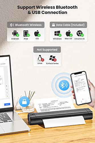 Colorwing Portable Printers Wireless For Travel - M08F Bluetooth Thermal Printer, Suitable For Mobile Office, Support 8.26" X 11.69" Thermal Paper, Compatible With Android And Ios Phone #TOP3