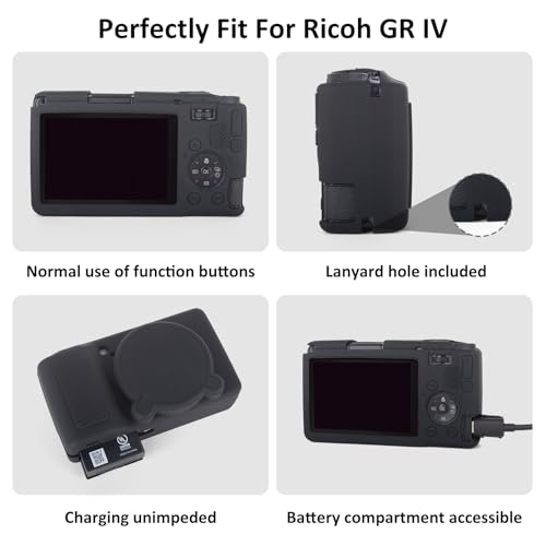 Rieibi Silicone Case for Ricoh GR IV Case, Ricoh GR IV GRIV GR4 Accessories with 2 Pcs Screen Protective Film, Detachable Lens Cover for GRIV(For GR4 Only) by Rieibi - Used condition - Image 2