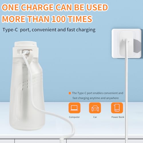 Image of Portable Bidet, Electric Rechargeable Women's Perineal Bottle, 400ml Water Tank, 3 Pressure Modes, with 2 Replaceable Nozzles, Suitable for Men, Women, Babies and Postpartum Cleaning (White)