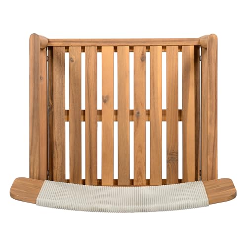 Merax 5 Pieces Patio Dining Sets for 4 People, Outdoor Acacia Wood Furniture Sets, 47.25" Large Round Table & Slatted Dining Chairs for Garden Patio Deck, Teak Look & White Rope by Merax - Image 7