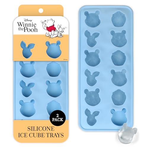 Image of Disney Winnie the Pooh Silicone Ice Cube Tray, 2-Pack 5 inchx12.5 inch, BPA-Free | Flexible design pops character-shaped cubes out easily, dishwasher safe, doubles for chocolate and gummies, makes 24 molds