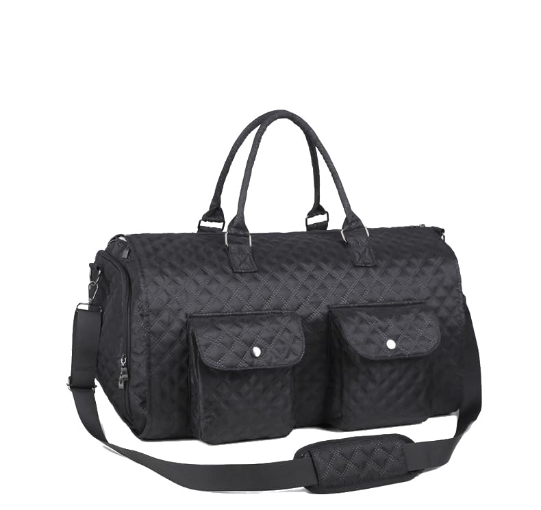 Rolling duffle bag with wheels,convertible garment bags for travel,Hospital delivery package large duffle Handle Shoe Campartment Rolling,carry on garment bag for suits,Fitness training bag (black)