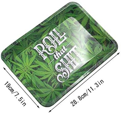 Metal Cigarette Rolling Tray Tobacco Holder Cigar Smoking Accessories (Green, 11.3" x 7.5")
