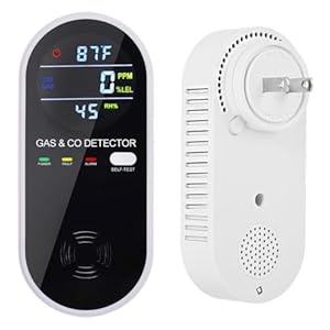 Gas Detectors for Home Natural Gas and Carbon Monoxide,CO & Natural Gas Detector with Audible & Digital Alarm,AC Plug-in CO/LPG Gas Leak Alarm with Light and Audible Indicator(1 Pack)
