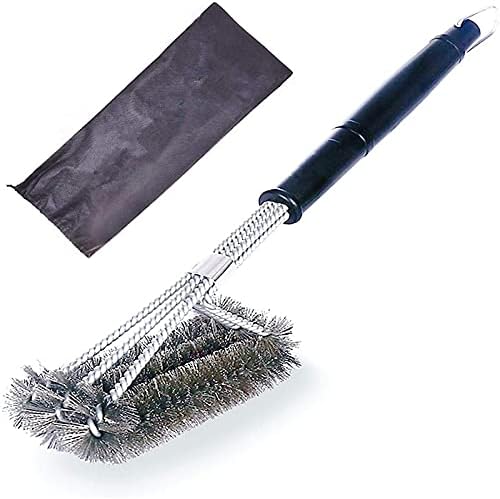 Barbecue Brush and Scraper. 18-inch Grill Brush, The Best Grill Cleaner. The Perfect Tool for All Barbecue Types, Stainless Steel Barbecue Triple Cleaning Brush, Universal Barbecue Accessories