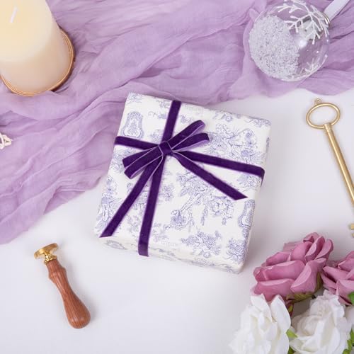 Image of QIANF Vintage Purple Velvet Ribbon, 3 /8 Inch X 25Yd