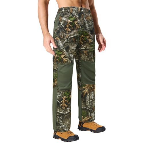 LOOGU Camo Hunting Pants for Men Ripstop Water-Resistant Mens Camo Turkey Hunting Pants with 7 Pockets