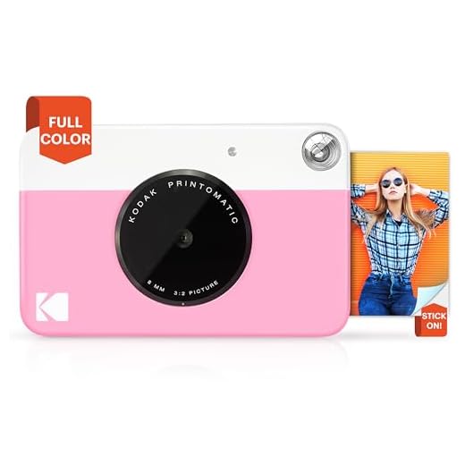 KODAK Printomatic Digital Instant Print Camera - Full Color Prints On ZINK 2x3" Sticky-Backed Photo Paper (Pink) Print Memories Instantly