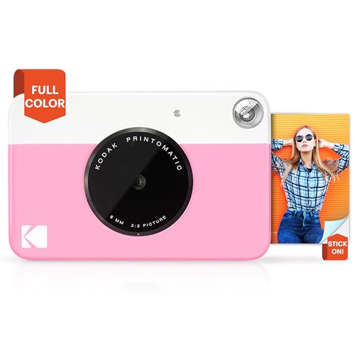 KODAK Printomatic Appareil photo numérique à impression instantanée couleur – Photos de haute qualité sur papier autocollant Zink 2 x 3' – 5 MP, portable, cadeau créatif pour anniversaire, Noël – Rose