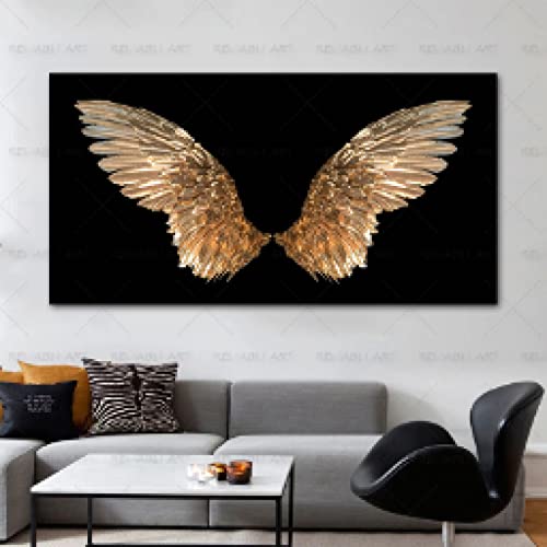 Tableau abstrait aile dorée 60x120cm pour salon chic - 3