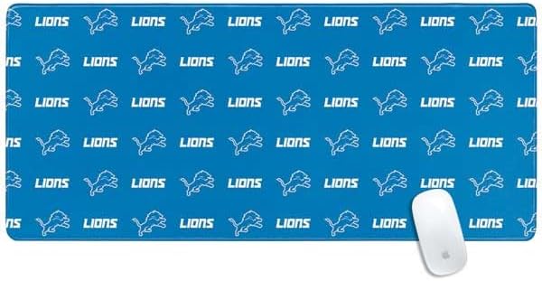 Vista 5 de Skinit Alfombrilla de mouse pequeña para juegos, diseño desgastado con licencia oficial de Detroit Lions con bordes cosidos, impermeable, base