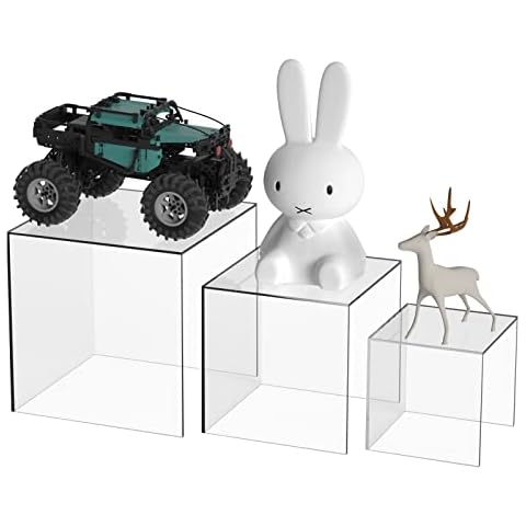 Cliselda 4 Sided Acrylic Cube, Clear Display Stand Box, Acrylic Display Case, Museum Box Case, Jewelry Collections Figures Cupcakes Retail Displays Showcase - 3"x4"x5" Cover