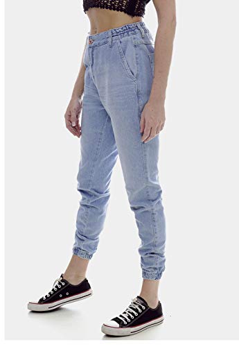 Calça Jeans Mom Jogger Sob Azul Clara com Elastano (46)