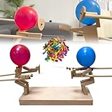 Balloon Bamboo Man Battle - 2024 New Handmade Wooden Fencing Puppets with 100 Ballnoons, Wooden Bots Battle Game for 2 Players, Fast-Paced Balloon Fight Party Games (30cm*3mm Standard Version)