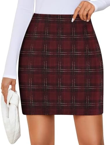 ZESICA Plaid Mini Skirt for Women 2026 Fall Winter High Waist A L...