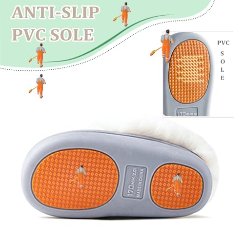 Fadezar Girls Boys Slippers kids Plush Warm Fluffy Slippers Memory Foam Fleece Slip-on House Shoes Indoor Outdoor Beige 11.5/12.5 UK Child (200mm) - Image 3