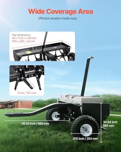 VEVOR Aerifizierer 1275x980x885 mm, Rasenbelüfter mit Universalkupplung, Anhängebelüfter mit Eisenspikes, Aufsitzmäher zum Hinterherziehen für Gärten, Rasenflächen, Bauernhöfe