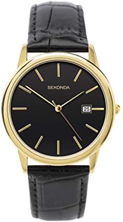 Sekonda Men's Classic 37mm Quartz Watch with Date Window and Leather Strap