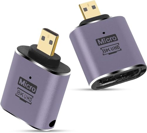Paquete 2 de adaptadores Micro HDMI de 8k, soporte de convertidor alta velocidad HDMI en miniatura...