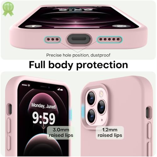 Image of LOVE 3000 Compatible with iPhone 12 Pro Max Phone Case | Thickening Liquid Silicone | Anti-Scratch Microfiber Lining | Full-Body Duty Heavy Protection Case for iPhone 12 Pro Max Women Girls, Pink Sand