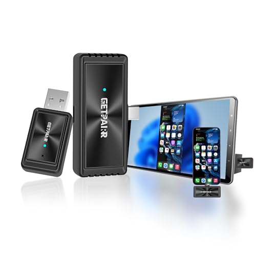 Mirror Phone to Car Screen Adapter Wireless CarPlay Adapter & Wireless for Stream Netflix/YouTube from Phone to Car Display No Latency, Plug&Play,CarPlay Dongle for iPhone 15+ & 80%+ Android Phones
