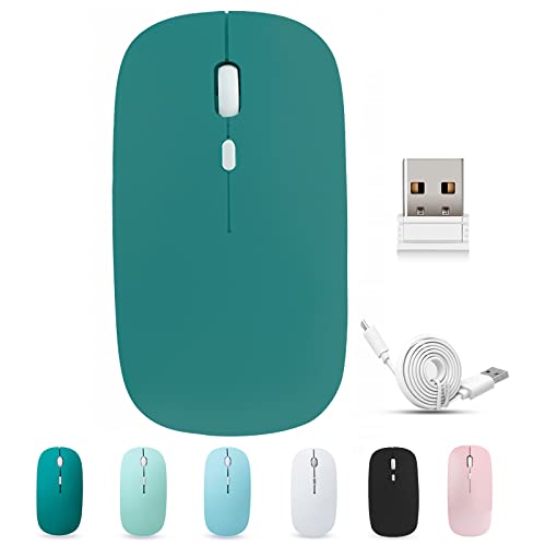 BlueBose Souris sans Fil Bluetooth Rechargeable, 3 Vitesses de réglage DPI, clic Silencieux, Compatible avec n'importe Quel Ordinateur Portable/iPad/Mac/PC, récepteur sans Fil Nano USB (Cyan)