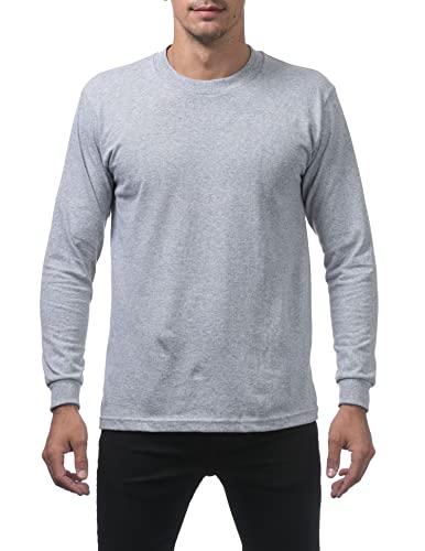 Pro Club Men's Comfort Cotton Long Sleeve T-Shirt, Heather Gray, Medium