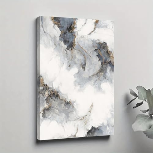 Toile murale abstraite nuages affiche marbre noir gris décoration intérieur