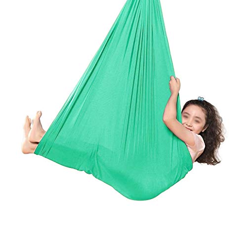 Aerial Silks Indoor Steady Hanging Seat Chair Kid Swing Hammock Yoga For Autism ADHD Aspergers (Color : Lake green, Size : 100 * 280CM/39 * 110in)