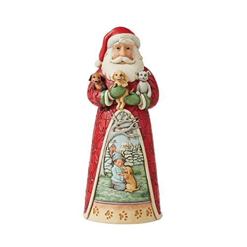 Enesco Jim Shore Heartwood Creek Santa with Puppies Figurine, 9.25 Inch, Multicolor