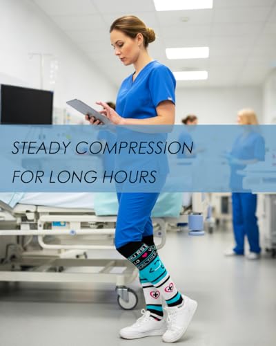 Image of FuelMeFoot 6 Pairs Compression Socks for Women & Men 15-20mmHg Graduated Support Knee High Socks for Nurses, Travel, Athletic