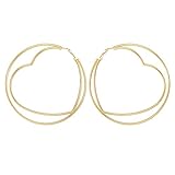 UBGICIG Big Hoop Earrings Heart Hoop Earrings for Women Heart Shaped Basketball Hoop Earrings for Women Egirls(Gold Tone,100MM)