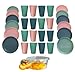 Confezione da 16 bicchieri e 12 piatti in plastica dura riutilizzabili. Include un tupper per conservare alimenti. Senza BPA. Adatti al microonde e alle lavastoviglie.
