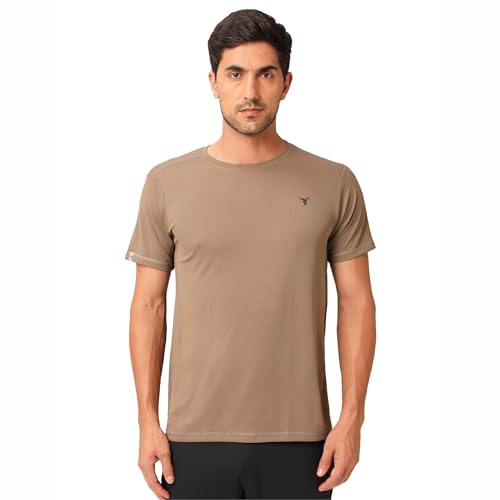 Image of TECHNOSPORT Men's Slim Fit Polyester Activewear Sports T-Shirt with Moisture-Wicking Comfort for Workout, Running & Gym