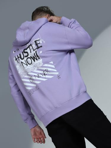 Image of Hubberholme Men Purple Cotton Long Sleeves Regular Hood Sweatshirts HHMSSW23002