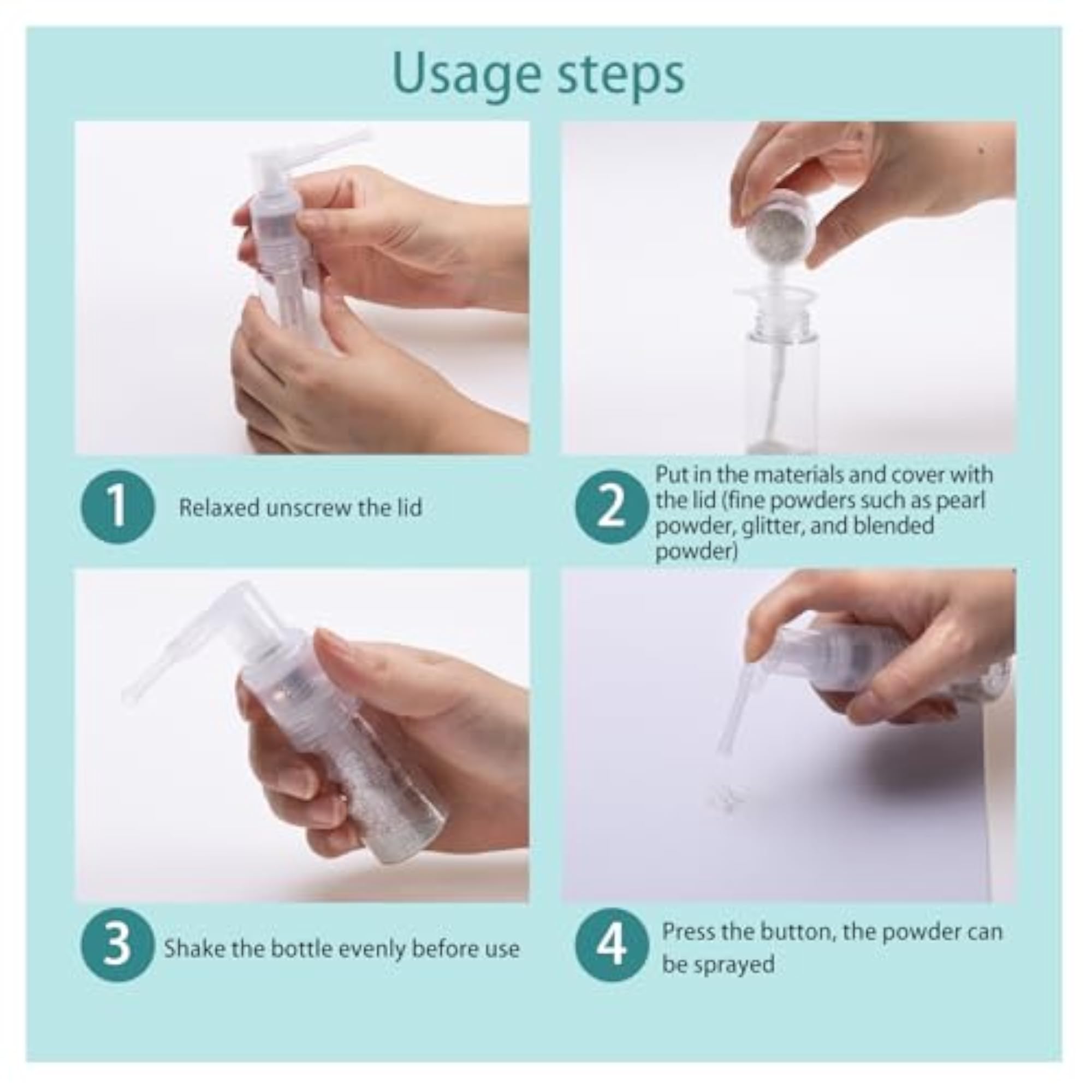 Transparent Empty Glitter Duster Sprayer, 35ml