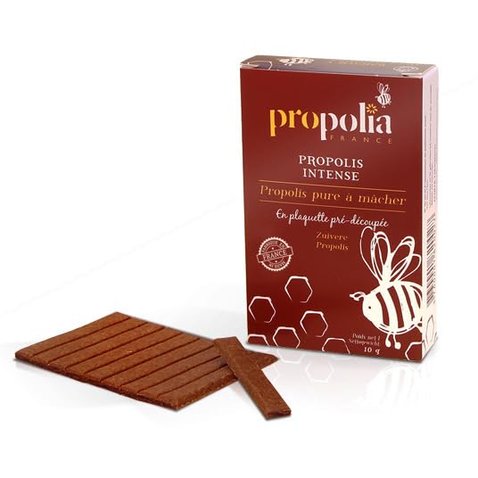 Propóleo Puro para Masticar Convencional Propolia 10 g, propóleo 100% purificado, formato masticable, complemento de composición simple, marca Propolia, sabor intenso y uso práctico