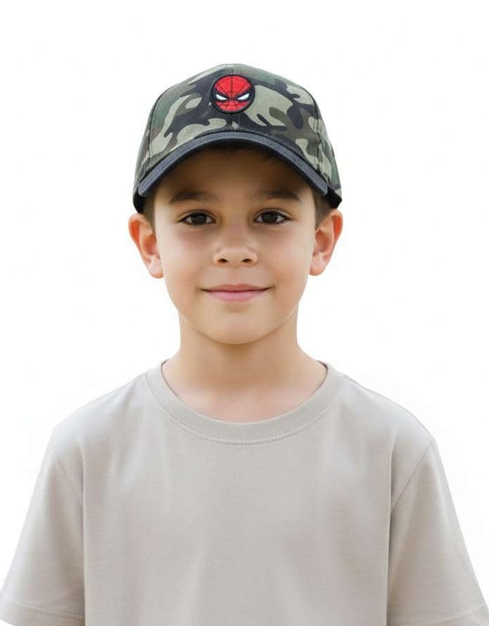 Baseball Caps for Kids | Camo Baseball Cap for Boys Kids Adjustable Superhero Sun Hat Outdoor Play-picture-17